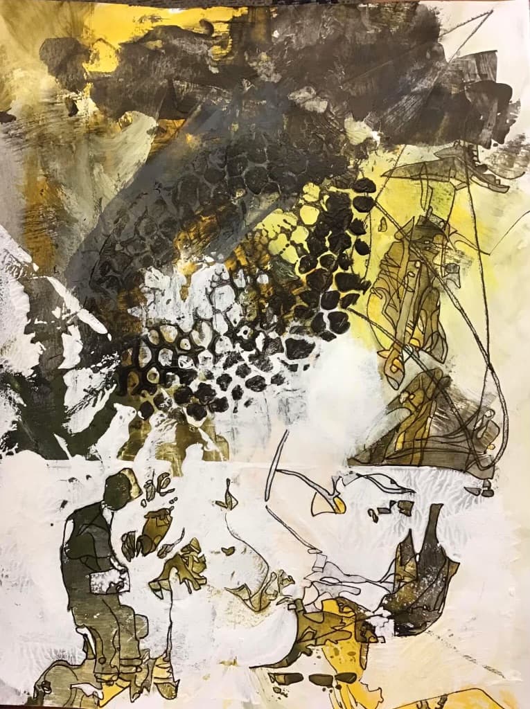 “Birds of a Feather That Like to Wear Leather”, painting by Elizabeth Hlookoff