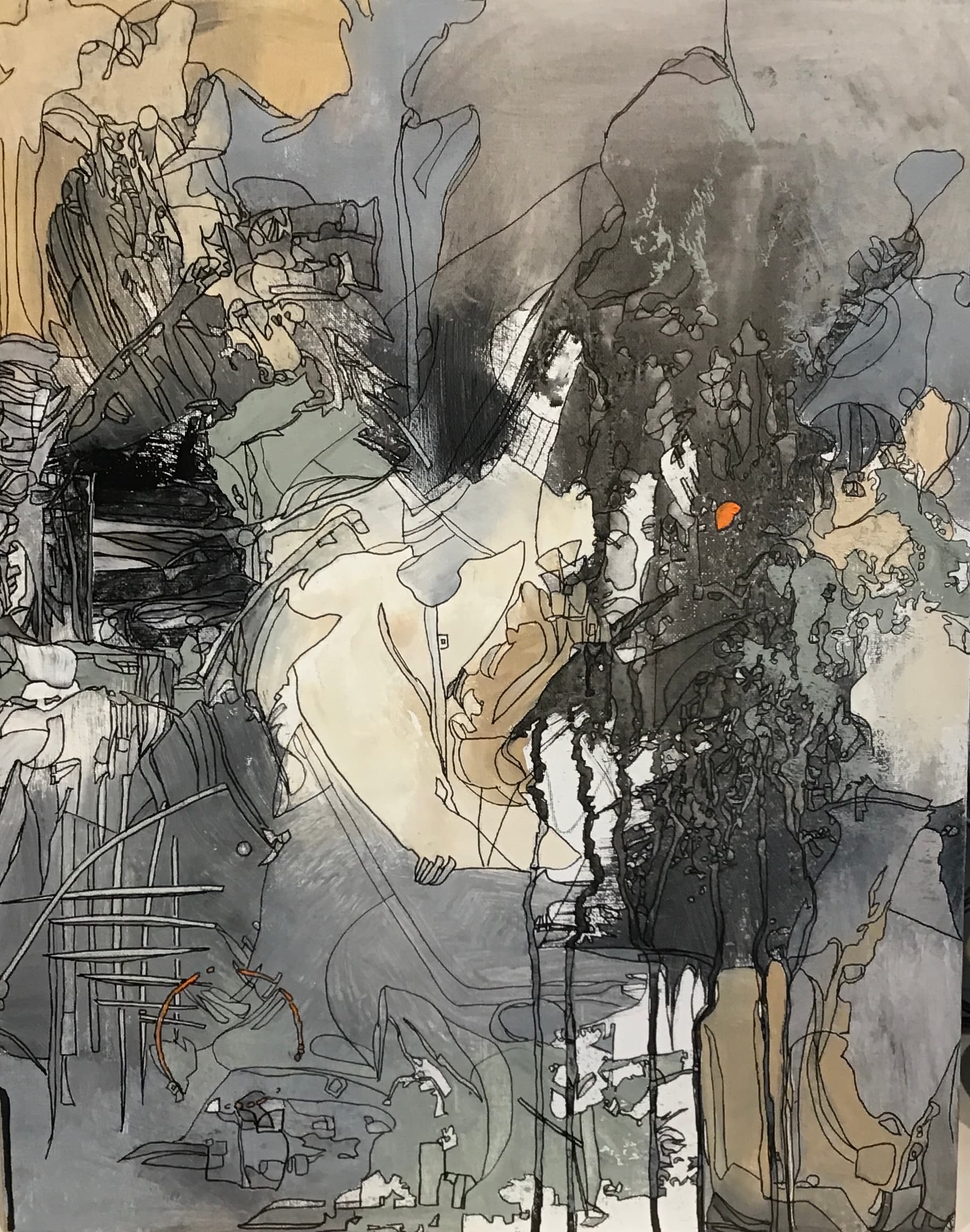 “Chewing Bricks”, painting by Elizabeth Hlookoff