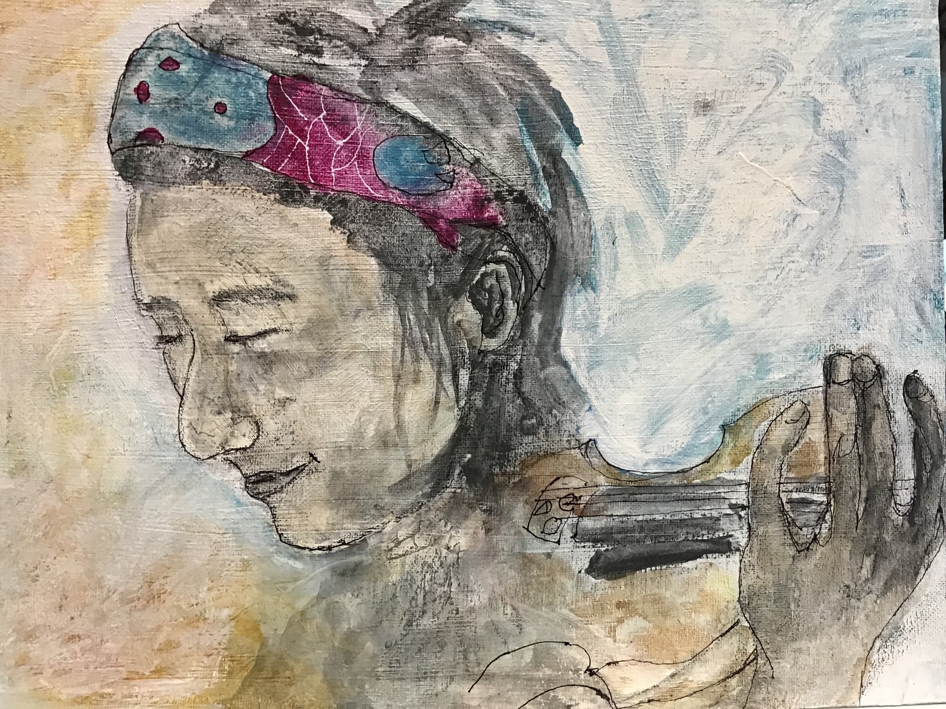 “Ode to Blackbird/Beatles”, painting by Elizabeth Hlookoff