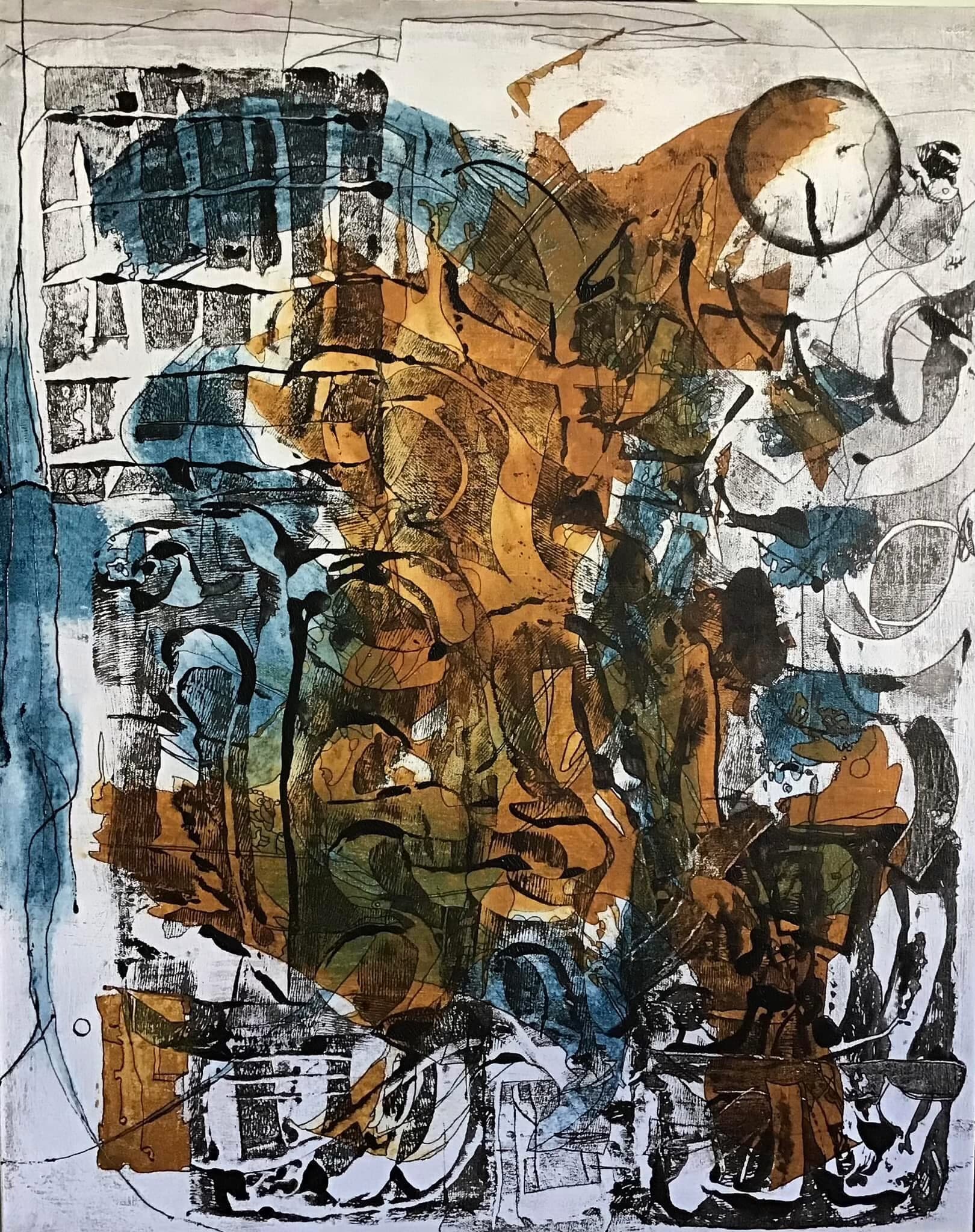 “Panthera Leo/Dreaming of Cyborgs”, painting by Elizabeth Hlookoff