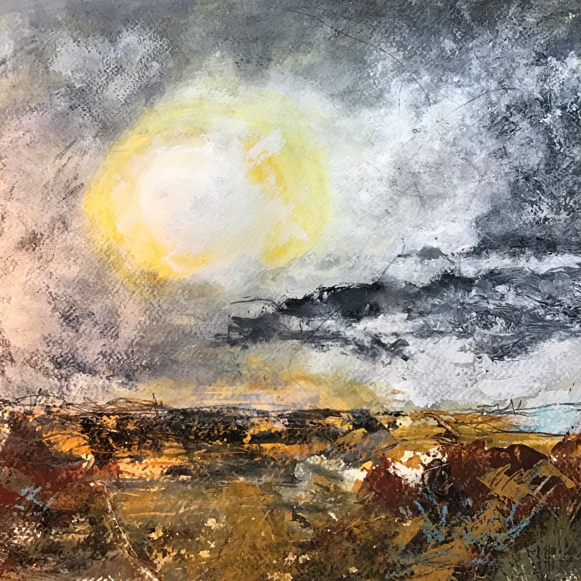 “Sunset Over the Fraser”, painting by Elizabeth Hlookoff